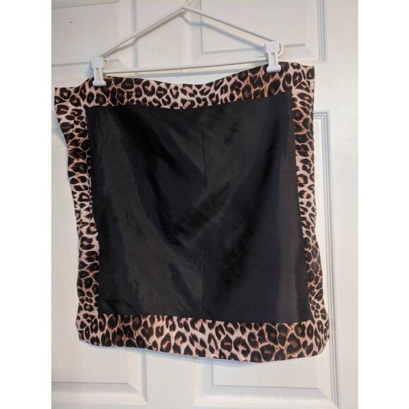 Animal Print Scarf Glentex Vintage Black Spotted Border Acetate Japan - Picture 3 of 5